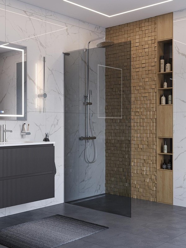 Душевая перегородка BelBagno Uno 100 UNO-L-1-TB-100-GR-Cr