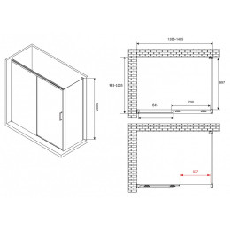Душевой уголок Abber Komfort 140x100 AG93140-S102 профиль Хром стекло прозрачное