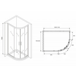 Душевой уголок Abber Schwarzer Diamant 110x80 AG01118 профиль Хром стекло прозрачное