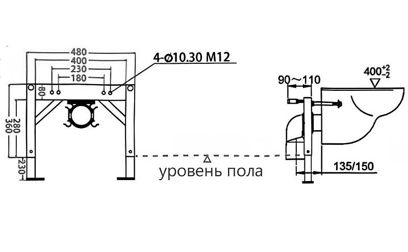 Комплект унитаза биде с инсталляцией Abber Bequem AC1120S-AC0101P2 цвет Белый с сиденьем Микролифт