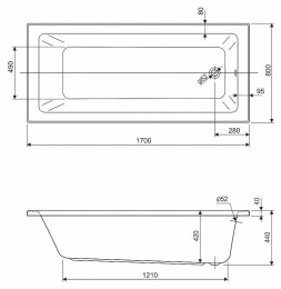 Акриловая ванна Cezares Plane Solo Mini 170x80 PLANE SOLO MINI-170-80-42-W37