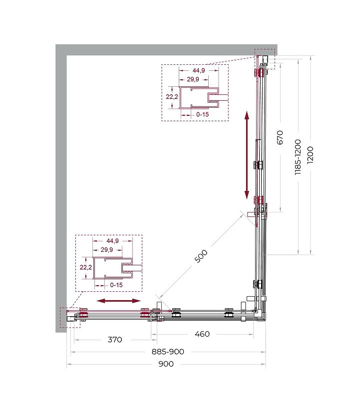 Душевой уголок BelBagno Marino 2 120x90 MARINO-2-AH-2-120/90-C-GM