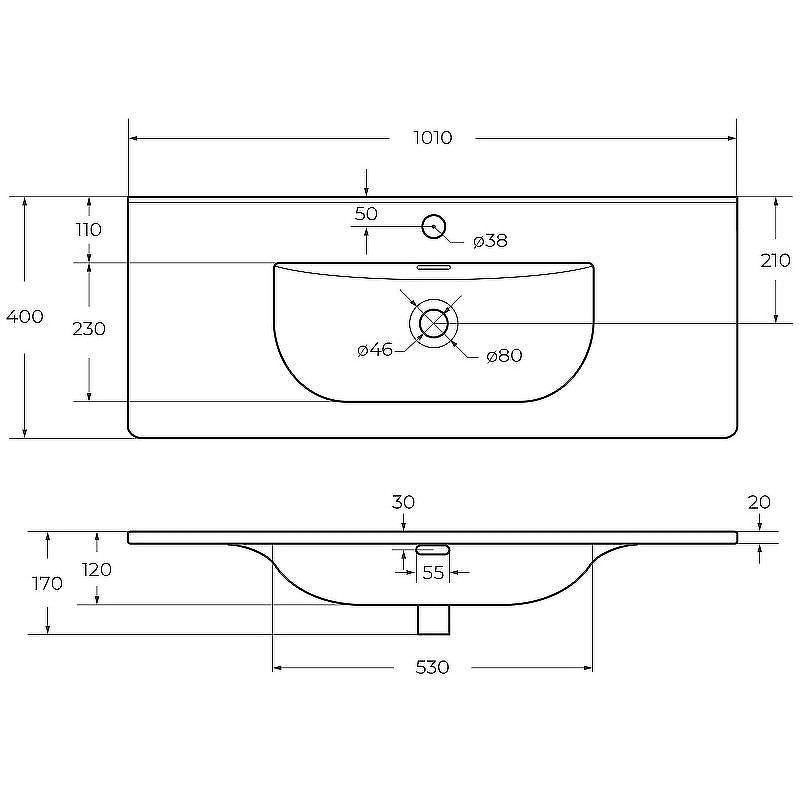 Раковина BelBagno 100 BB-8099-3-100