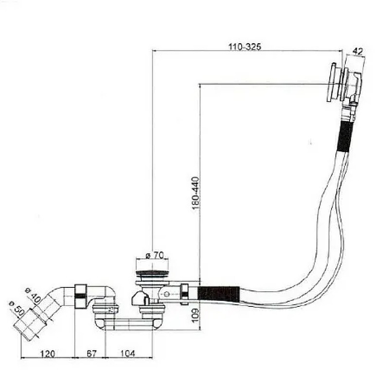 слив-перелив Villeroy&Boch U90960461 полуавтомат Хром