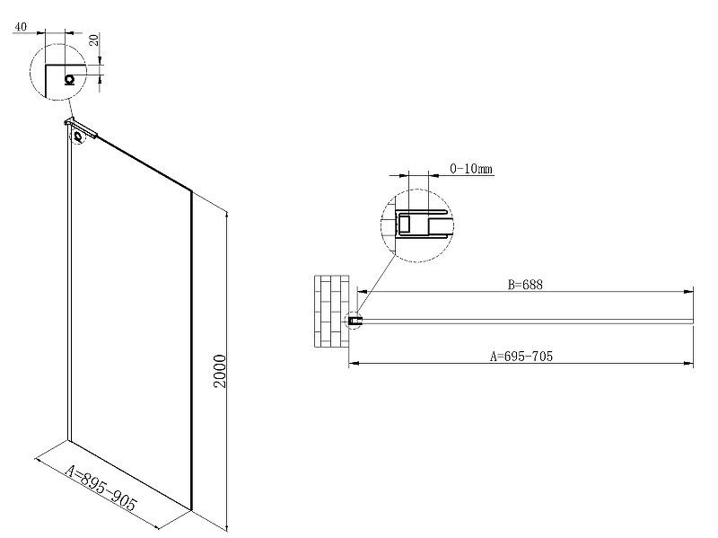 Душевая перегородка Vincea Walk in 70 VSW-7HA700CLGM