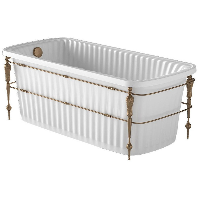 Ванна из искусственного камня Migliore Olivia Console 174x80 24378 панель Белая консоль Бронза