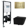 Комплект унитаза Abber Rechteck AC1201MB-AC0105-AC0120MMG с сиденьем Микролифт и клавишей смыва цвет Золото матовое