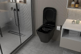 Комплект унитаза Abber Rechteck AC1201MB-AC0105-AC0120MMG с сиденьем Микролифт и клавишей смыва цвет Золото матовое