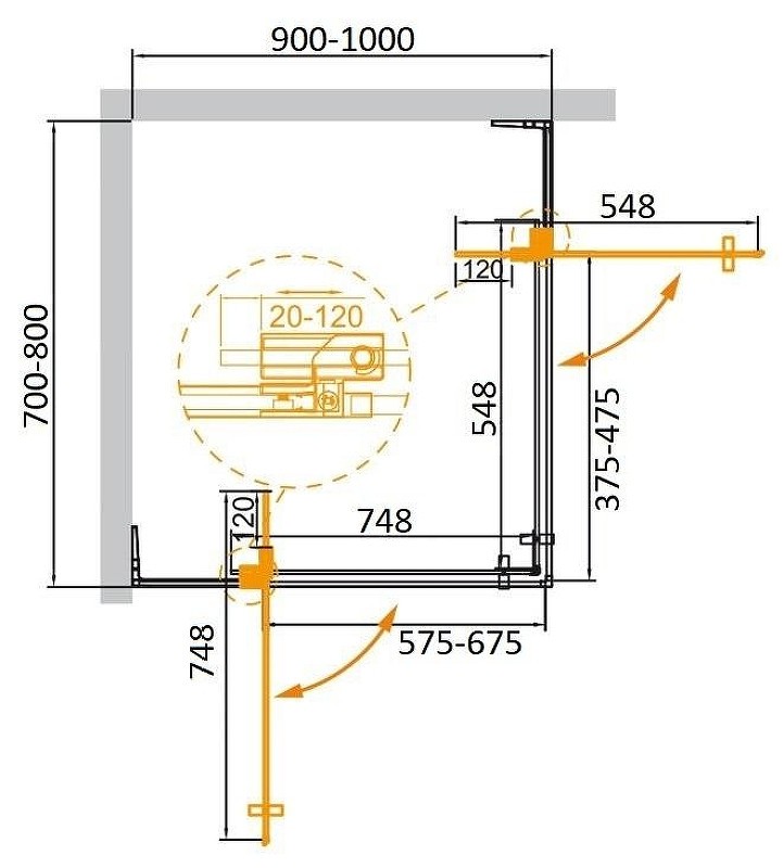 Душевой уголок Cezares Slider 100х80 SLIDER-AH-2-70/80-90/100-GRIGIO-BORO