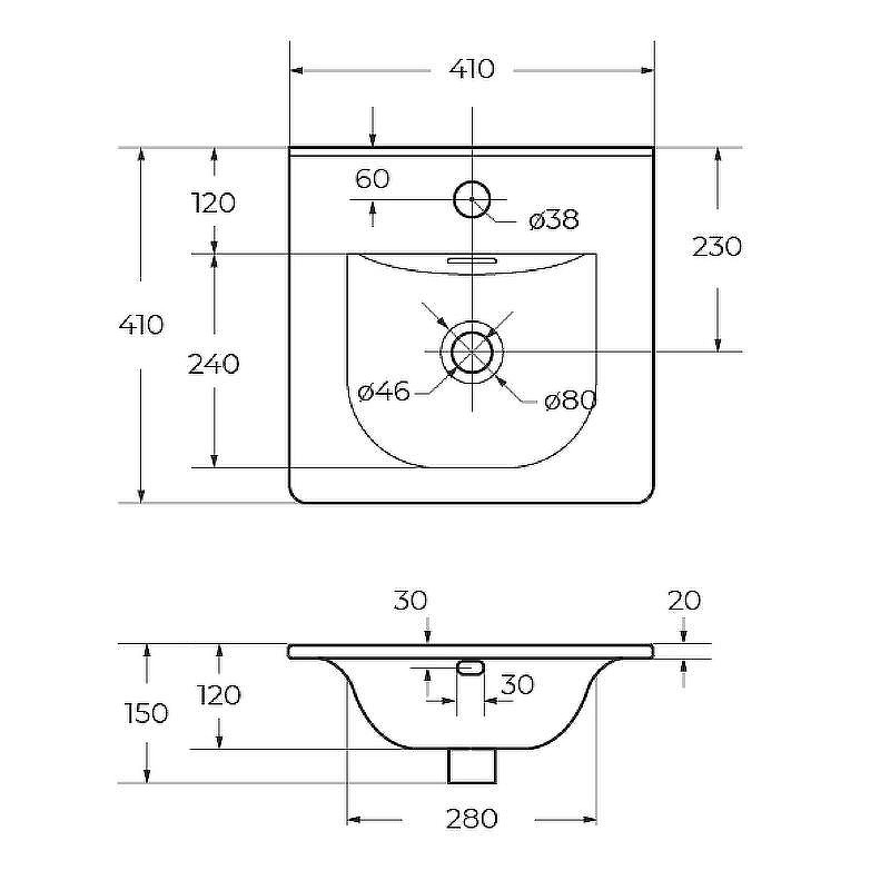 Раковина BelBagno 40 BB-8099-3-40