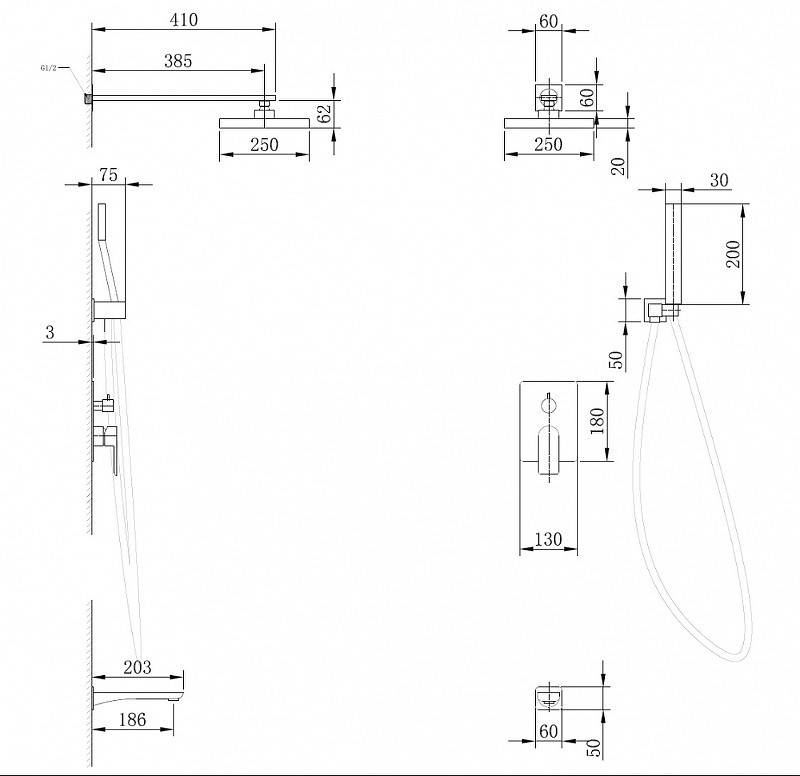 Душевая система Abber Weiss Insel AF8017