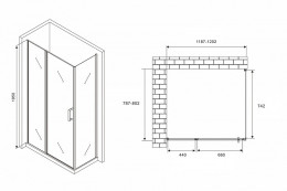 Душевой уголок Abber Sonnenstrand 120x80 AG04120BS-S80B профиль Черный стекло прозрачное
