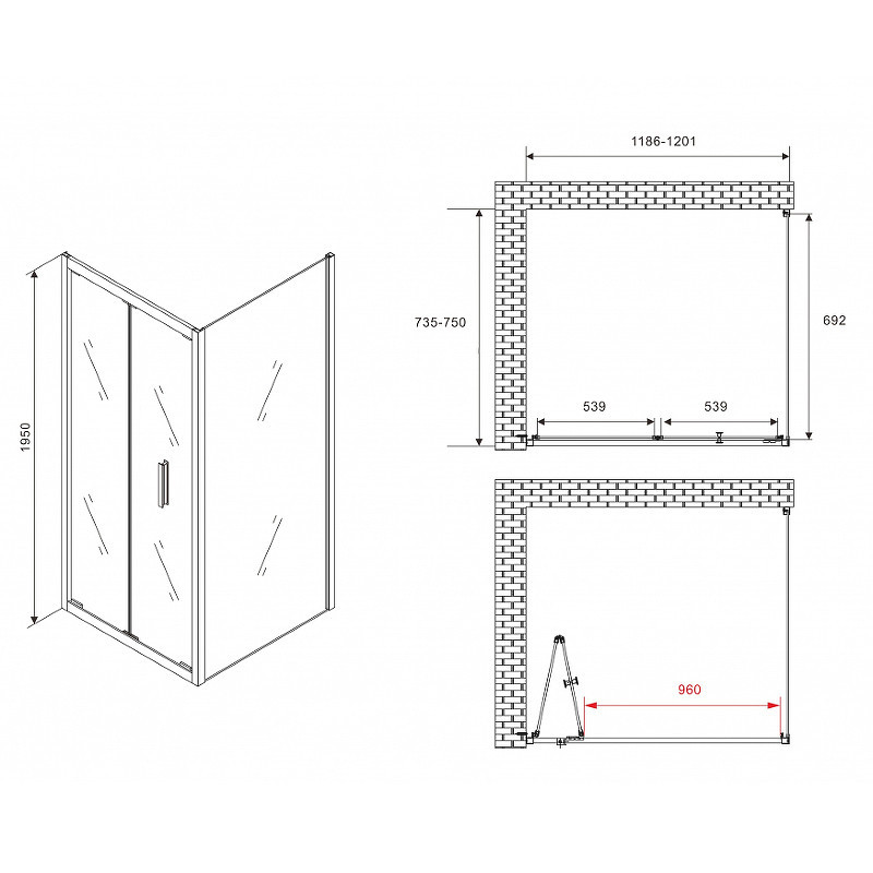 Душевой уголок Abber Sonnenstrand 120x75 AG07120B-S75B
