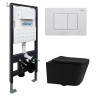 Комплект унитаза Abber Rechteck AC1201MB-AC0105-AC0120MW с сиденьем Микролифт и клавишей смыва цвет Белая матовая