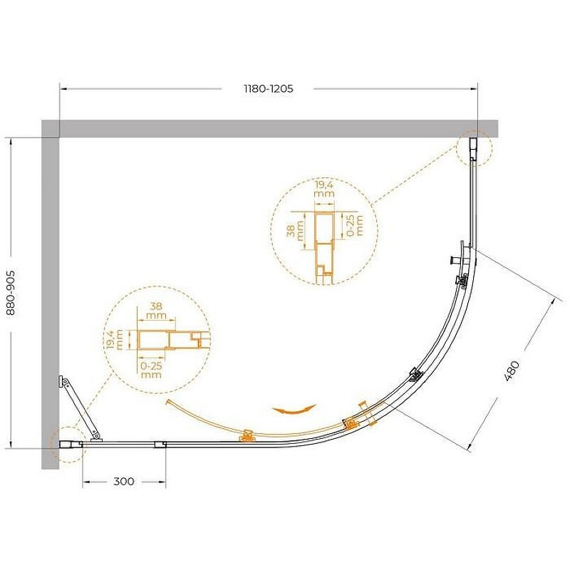 Душевой уголок Cezares Molveno 120x90 MOLVENO-RH-1-120/90-C-BORO-IV