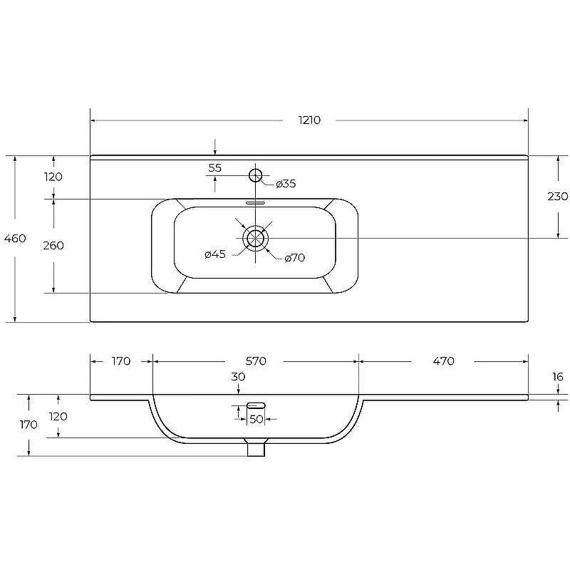 Раковина Cezares Duet 120 L CZR-8095-120-L