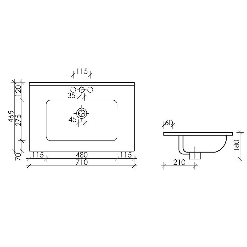 Раковина Ceramicanova Element 70 CN7007 Белая