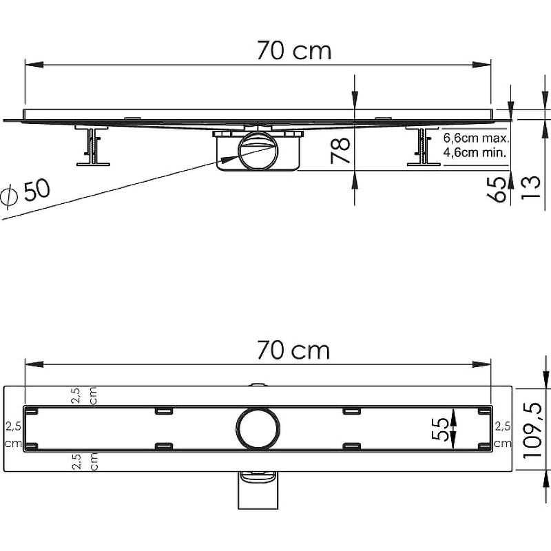 душевой лоток Vincea Almira-S 70 SAY.602.70.S.U