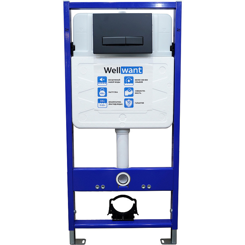 Комплект унитаза BelBagno Uno BB3105CHR/SC с инсталляцией WellWant Standart 50 WWISI111BB