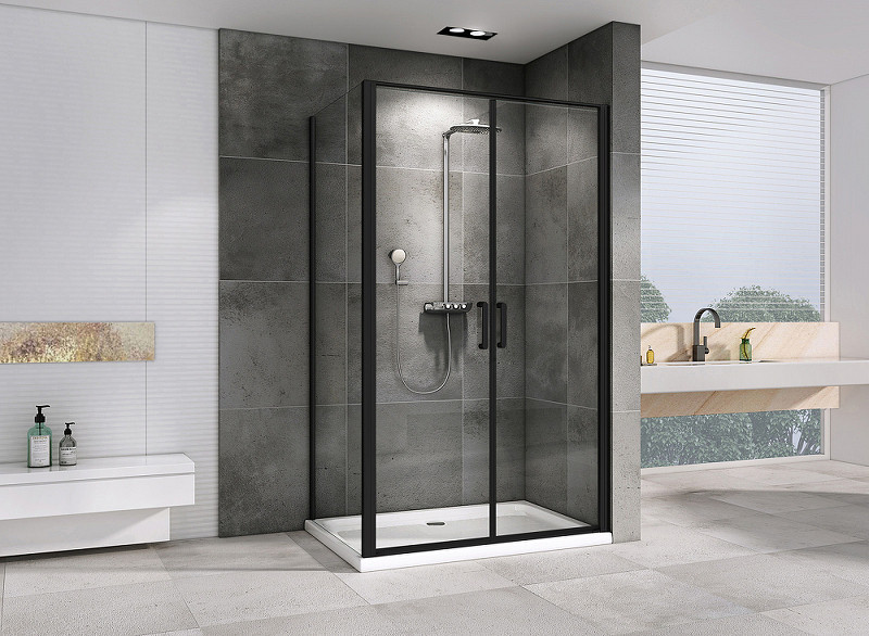 Душевой уголок Abber Sonnenstrand 100x85 AG04100BC-S85B профиль Черный стекло прозрачное
