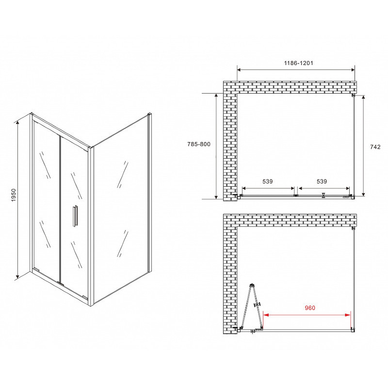 Душевой уголок Abber Sonnenstrand 120x80 AG07120B-S80B