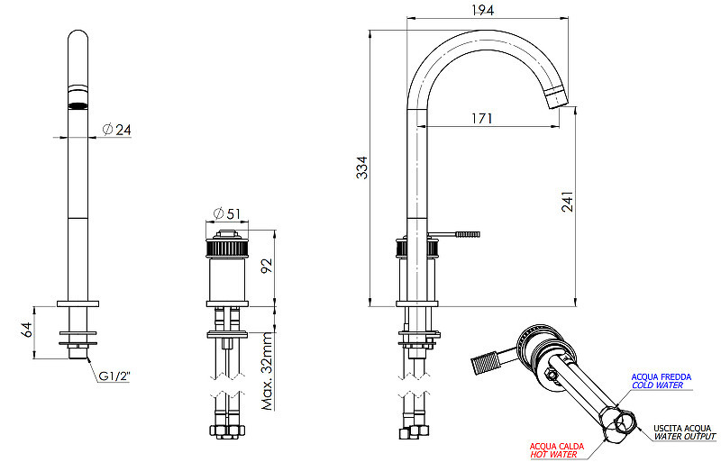 Смеситель для раковины Remer Atelier AL57LCFP цвет Черный брашированный хром
