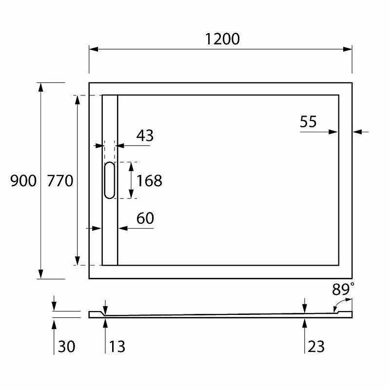 Душевой поддон из искусственного камня Cezares Tray AS 120x90 TRAY-AS-AH-120/90-30-W