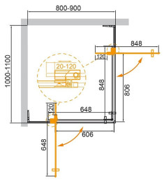 Душевой уголок Cezares Slider 110х90 SLIDER-AH-2-80/90-100/110-GRIGIO-BORO