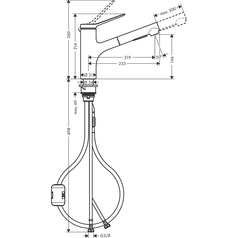 Смеситель для кухни Hansgrohe Zesis M33 74800670