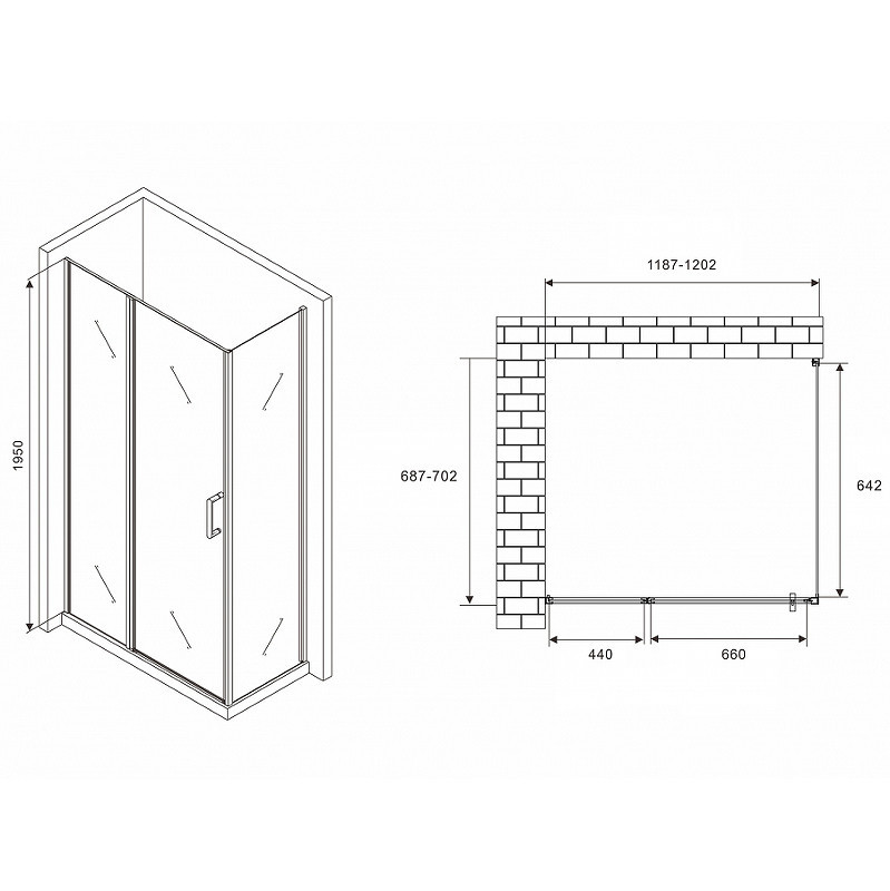 Душевой уголок Abber Sonnenstrand 120х70 AG04120MS-S70M
