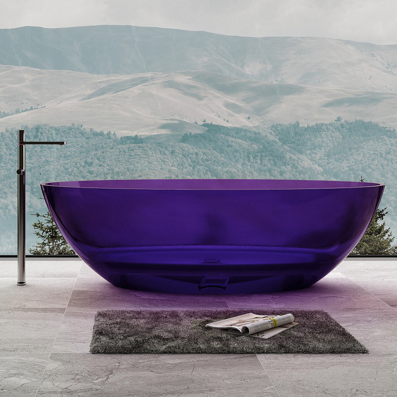 Ванна из полиэфирной смолы Abber Kristall 180х85 AT9702Amethyst Фиолетовая без гидромассажа