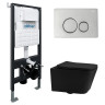 Комплект унитаза Abber Rechteck AC1201MB-AC0105-AC0121 с сиденьем Микролифт и клавишей смыва цвет Хром