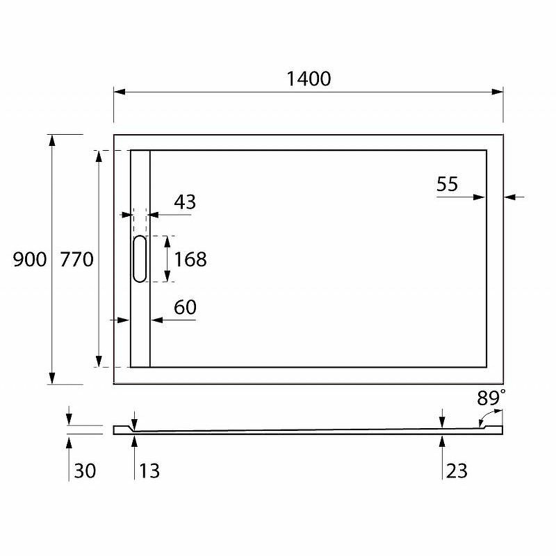 Душевой поддон из искусственного камня Cezares Tray AS 140x90 TRAY-AS-AH-140/90-30-W