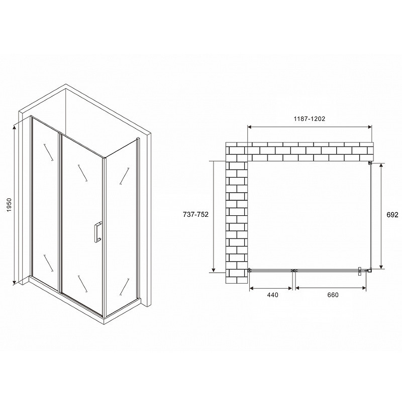 Душевой уголок Abber Sonnenstrand 120х75 AG04120MS-S75M