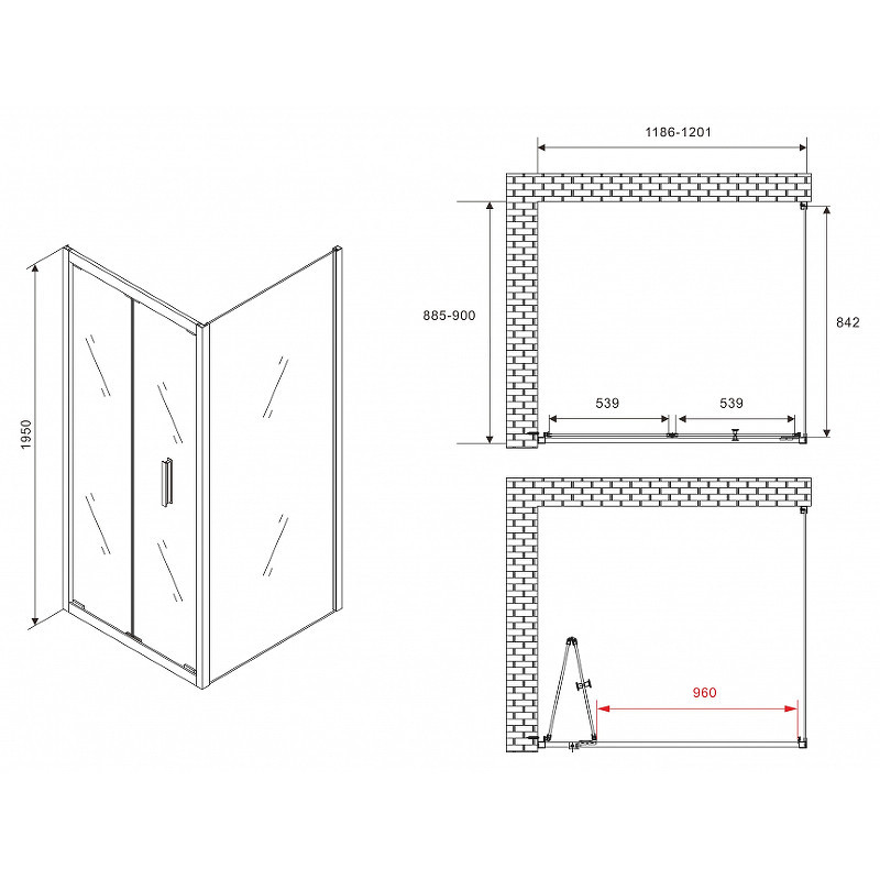 Душевой уголок Abber Sonnenstrand 120x90 AG07120B-S90B