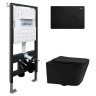 Комплект унитаза Abber Rechteck AC1201MB-AC0105-AC0121MB с сиденьем Микролифт и клавишей смыва цвет Черный матовый