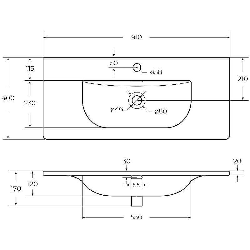 Раковина BelBagno 90 BB-8099-3-90