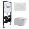 Комплект унитаза Abber Rechteck AC1201-AC0105-AC0121MW с сиденьем Микролифт и клавишей смыва цвет Белая матовая
