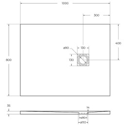 Душевой поддон из искусственного камня BelBagno Uno 100x80 TRAY-MR-UNO-AH-100/80-35-W