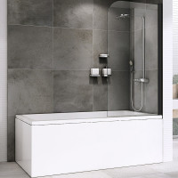 Шторка на ванну Abber Ewiges Wasser 100х140 AG52100B профиль Черный стекло прозрачное