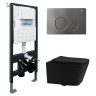 Комплект унитаза Abber Rechteck AC1201MB-AC0105-AC0121NG с сиденьем Микролифт и клавишей смыва цвет Никель