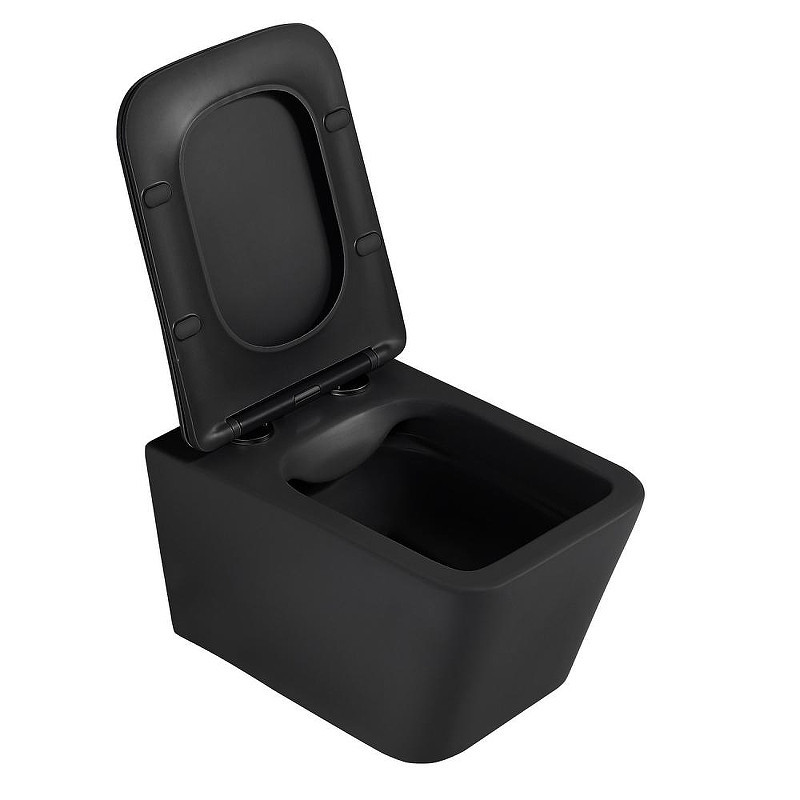 Комплект унитаза Abber Rechteck AC1201MB-AC0105-AC0121NG с сиденьем Микролифт и клавишей смыва цвет Никель