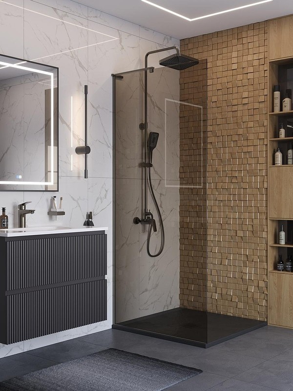 Душевая перегородка BelBagno Uno 90 UNO-L-1-TB-90-BR-GM