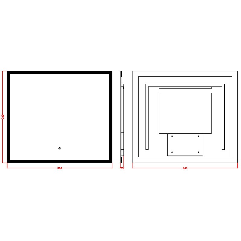 Зеркало Boheme Modern 80x70 544-080 с подсветкой