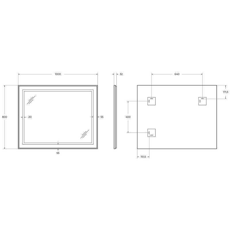 Зеркало BelBagno Kraft 100 SPC-KRAFT-1000-800-SENS-AL с подсветкой