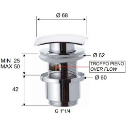 донный клапан Remer 905SCC2114 click-clack Хром