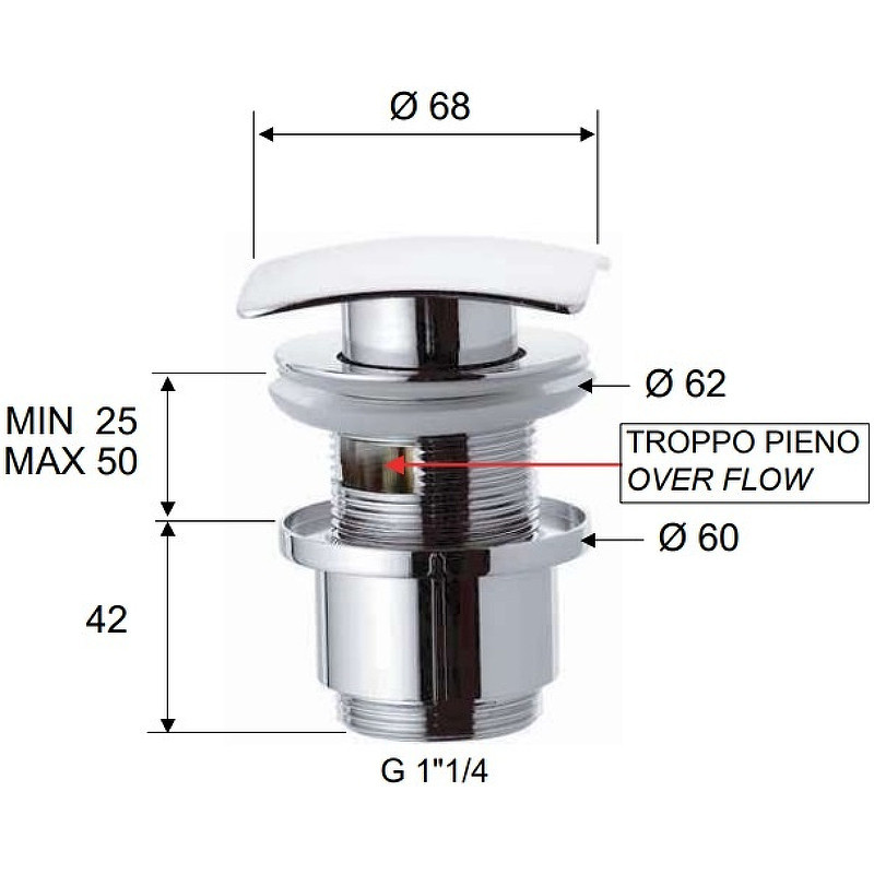 донный клапан Remer 905SCC2114 click-clack Хром
