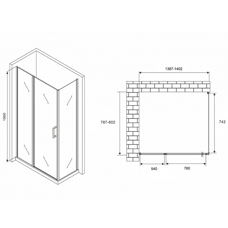 Душевой уголок Abber Sonnenstrand 140х80 AG04140S-S80 профиль Хром стекло прозрачное