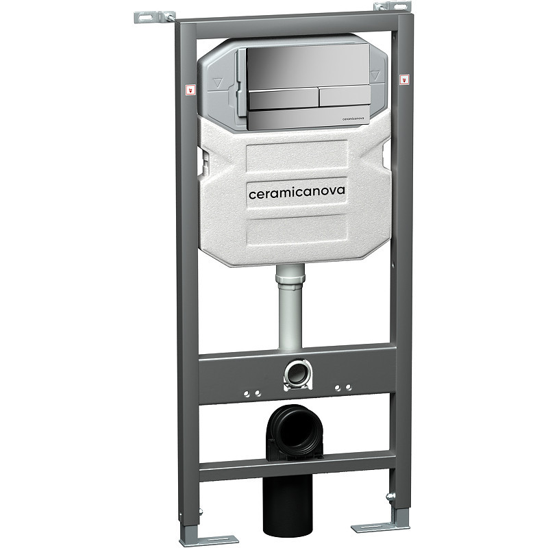 Комплект унитаза с инсталляцией Ceramicanova Metric CN3007_1002M_1000 с сиденьем Микролифт и клавишей смыва Хром матовый