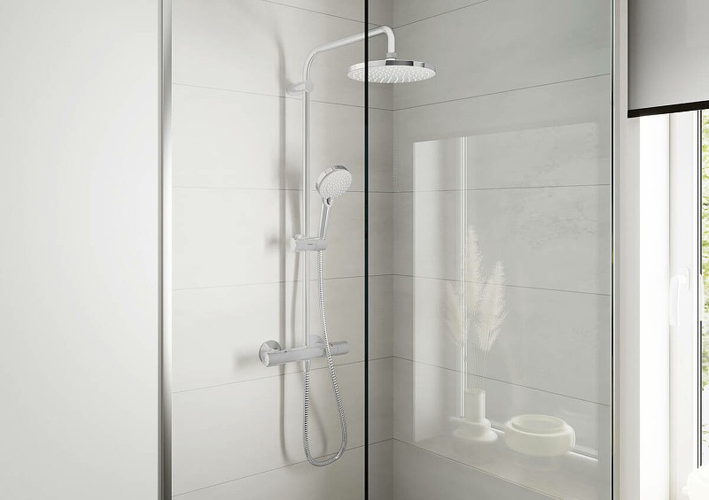 Душевая система Hansgrohe Vernis Blend Showerpipe 26276670 с термостатом Черная матовая